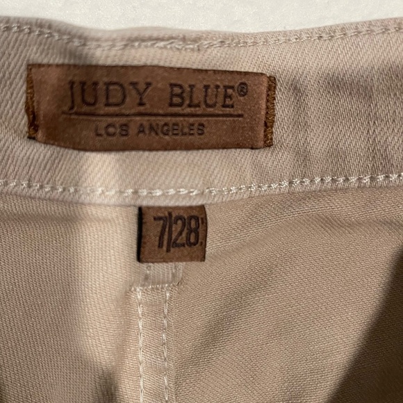 Judy Blue wide leg khaki jeans with a raw hem cropped high waist Size 7/28 comfy - Picture 7 of 11